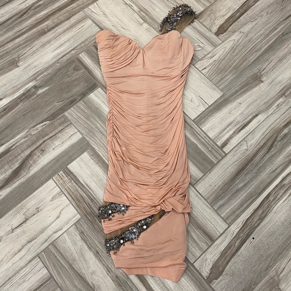 Zinas Ruched Beaded Dress Women size 2